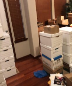 Amazon Basics Medium Duty Storage/Filing Boxes With Lid and Handles, Legal/Letter Size, 12-Pack, White, 16.2" L x 12.5" W x 10.5" H 34 71NI7fSRYL