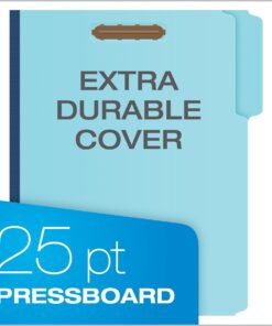 Globe Weis Pendaflex Pressboard Fastener Folders, Letter Size, Light Blue, 1" Expansion, 1/3 Cut, 25/BX (615F21-3BLU) 12 71NIwOEXgL