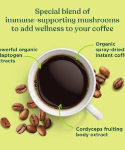 Organic Instant Coffee Powder by Four Sigmatic | Arabica Instant Coffee Singles with Cordyceps, Chaga and Eleuthero | Mushroom Coffee Instant Mix for Better Focus and Immune Support | 10 Packets Protect w/ Chaga & Cordyceps 0.09 Ounce (Pack of 10) 24 71NJfbXzHDL 2