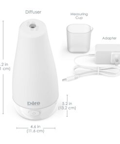 Pure Enrichment® PureSpa™ Essential Oil Diffuser - Compact Ultrasonic Aromatherapy Diffuser, Natural Air Deodorizer, 100ml Water Tank, and Optional Mood Light - Lasts Up to 7 Hours with Auto Shut-Off 28 71NLA6SnNYL