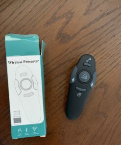 Wireless Presentation Clicker for PowerPoint Presentations, USB Dongle Presenter Remote with Laser Pointer Slide Clickers for Mac/Windows/Linux, Computer/Laptop, Google Slide/PPT/Keynote Battery 20 71NLGFiJ iL