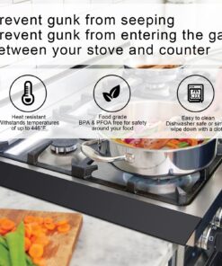 DSYJ Silicone Stove Gap Covers 2 Pack, Heat Resistant Oven Gap Filler Seals Gaps Between Stovetop and Counter, Easy to Clean (25 Inches, Black) 26 71NLXZmuL8L