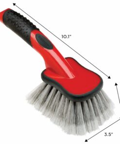 Mothers Car Wash Brush, Wheel and Fender Brush, Short Handle Tire Cleaner for Car Detailing, 10 Inch, Red/Black Standard 33 71NMzoc3lL