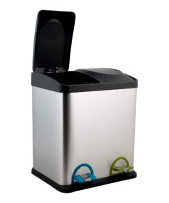Organize It All Dual Compartment Step-On 8-Gallon (30 liter) Recycling Trash Can, Stainless Steel 29 71NNUDZy1NL 1