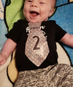 Original Stick'Nsnap (TM) Baby Monthly Onesie Stickers - Milestones for Multiple Events (Tie - Blue/Turquoise/Gray) Tie Tie - Blue/Turquoise/Gray 14 71NO9dSfL9L