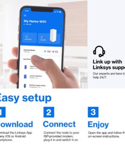 Linksys MX8000 Mesh WiFi Router - AX4000 WiFi 6 Router - Velop Tri-Band WiFi Mesh Router - WiFi 6 Mesh Computer Routers For Wireless Internet - Internet Router - Connect 80+ Devices, 5,400 Sq Ft, 2-Pk 15 71NOpohUOiL