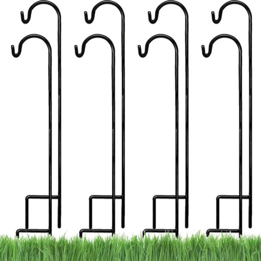 Ashman Shepherd's Hooks 35 Inch (8 Pack), Black, Made of Premium Metal for Hanging Solar Lights, Bird Feeders, Mason Jars, Christmas Lights, Lanterns, Garden Stakes and Wedding Décor. 8 Pack