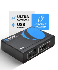 Alternative view of OREI HDMI Splitter 1 in 2 Out - 1x2 HDMI Display Duplicate/Mirror - Powered Splitter Full HD 1080P, 4K @ 30Hz (One Input To Two Outputs) - USB Cable Included - 1 Source to 2 Identical Displays