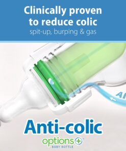 Dr. Brown's Natural Flow® Anti-Colic Options+™ Narrow Baby Bottles 8 oz/250 mL, with Level 1 Slow Flow Nipple, 4 Pack, 0m+ 8oz, Clear 4 Count (Pack of 1) 35 71NP5zkP BL