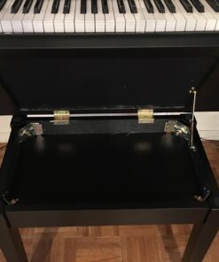 Smartxchoices 22''L Cushion Padded Piano Bench with Storage PU Leather Keyboard Stool Ebony Solid Wooden Seat Black 27 71NP8G88h8L