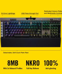Corsair K95 RGB Platinum Mechanical Gaming Keyboard - 6x Programmable Macro Keys - USB Passthrough & Media Controls - Fastest Cherry MX Speed - RGB LED Backlit - Aluminum Finish Gunmetal 29 71NQUAHgZrL 1