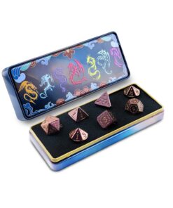 DND Metal Dice Set with Dragon Totem Metal Gife Case, Dungeons and Dragons Dice Set with Stunning Engraving, Cool and Unique. (Totem) 9 71NRAozqsgL