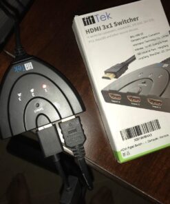 fittek hdmi Pigtail Switch - HDMI Splitter 3 in 1 Out with High Speed Pigtail Cable, 3 Ports Auto Switcher Hub to Expand Your HDMI Capacity, Supports 3D 1080, 3.2 x 2.4 x 0.6 19 71NRgtO03BL