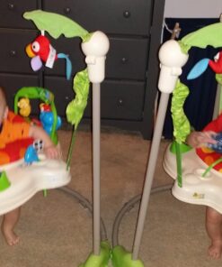 Fisher-Price Baby Bouncer Rainforest Jumperoo Activity Center with Music Lights Sounds and Developmental Toys 23 71NSElwkxL