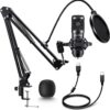 Caattiilaa USB Microphone - PC Streaming Podcast Microphone, Recording Microphone, Gaming Microphone, 192KHZ/24Bit Electrical Condenser Mic, USB Mic Kit with Sound Chipset Boom Arm Set Black Microphone 11 71NTOPQ8cuL