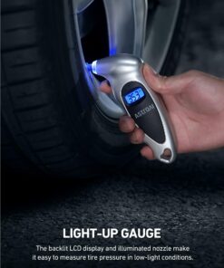 AstroAI Digital Tire Pressure Gauge 150 PSI 4 Settings for Car Truck Bicycle with Backlight LCD and Non-Skid Grip Car Accessories, Silver (1 Pack) Small 1 22 71NTWYCimWL