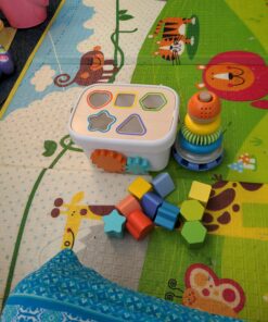 Amazon Basics Wooden Shape Sorter and Rainbow Stacker, Classic Sorting Toy for Babies, Toddlers, Children Age 12+ Months, Multicolor 47 71NUfNWz64L