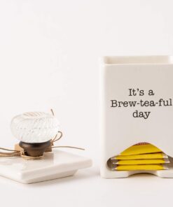 Mud Pie FBA_ Ceramic Tea Bag Caddy, White 34 71NWeHVbedL