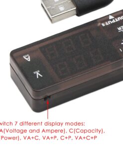 DROK USB Tester, USB-A 2.0 Digital Multimeter Dual USB Output Ports PD QC 3.0 Color LED Display, 7 Modes Capacity Voltage Current Power Voltmeter Ammeter for Laptop Power Bank Solar Panel Black 32 71NXHasESFL