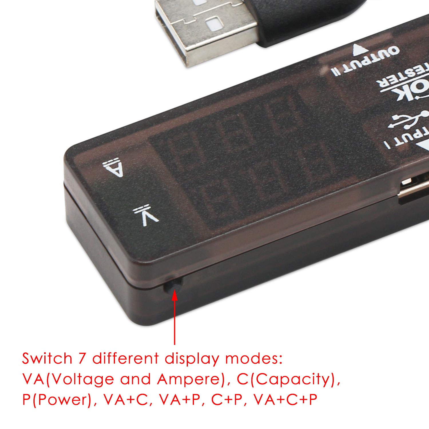 DROK USB Tester, USB-A 2.0 Digital Multimeter Dual USB Output Ports PD QC 3.0 Color LED Display, 7 Modes Capacity Voltage Current Power Voltmeter Ammeter for Laptop Power Bank Solar Panel Black 4 DROK USB Tester, USB-A 2.0 Digital Multimeter Dual USB Output Ports PD QC 3.0 Color LED Display, 7 Modes Capacity Voltage Current Power Voltmeter Ammeter for Laptop Power Bank Solar Panel Black - Image 4