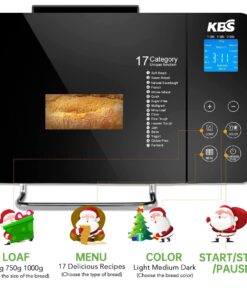 KBS Pro Stainless Steel Bread Machine, 2LB 17-in-1 Programmable XL Bread Maker with Fruit Nut Dispenser, Nonstick Ceramic Pan& Digital Touch Panel, 3 Loaf Sizes 3 Crust Colors, Reserve& Keep Warm Set 33 71NXU4pl2AL