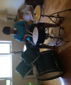 Gammon Percussion Full Size Complete Adult 5 Piece Drum Set with Cymbals Stands Stool and Sticks, Black 35 71NYQQNUML