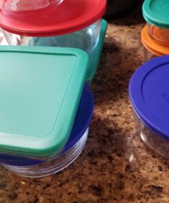 Pyrex Meal Prep Simply Store Glass Rectangular and Round Food Container Set (18-Piece, BPA-free), Multicolor 18 PC Set 32 71NYULfnXL