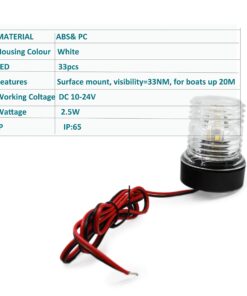 X-Haibei LED Marine Navigation Lights, All Round 360° White Stern Light for Boats Pontoon Yacht Anchor, DC 10-24V, IP65, Visibility 3NM 17 71NYi29fWIL