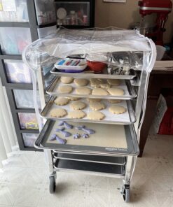 New Star Foodservice 36510 Commercial-Grade Aluminum 10-Tier Sheet Pan/Bun Pan Rack, 26" L x 20" W x 38" H with Brake Wheels 26 x 20 x 38 28 71Na5nb5tL