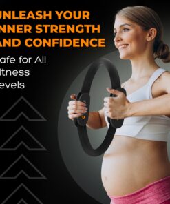 Pilates Ring Circle, Fitness Ring Magic Circle Pilates Ring 13 Inch, Inner Thigh Exercise Equipment for Women, Thigh Master Pilates Equipment for Home Workout, Pelvic Floor Muscle Trainer Power Kit Black (For Heights 5'0" - 5'9") 24 71NaESDc0fL