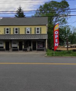 LookOurWay Feather Flag Set - 12 Feet Tall Advertising Flag Banner with Fiberglass Pole Kit and Rotating Ground Spike for Business Promotion - Grand Opening Theme - Now Open Red and Yellow Red/Yellow 17 71NaF0wPmBL