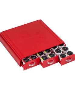 Mind Reader Single Serve Coffee Organizer with 3 Drawers Pod, 12.25" L x 13.5" W x 2.5" H, 36 Capacity, Red 31 71NaL8wgUIL