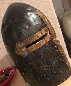 Deco 79 Metal Medieval Knight Crusader Helmet, 9" x 9" x 13", Silver 9" x 9" x 13" 21 71NamdOlglL