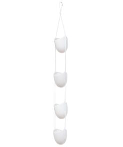 MyGift 4-Tier White Ceramic Hanging Wall Planter with Rope - Decorative Succulent Herb Flower Pot Containers 23 71NbAKek1L