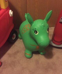 AppleRound Horse Bouncer with Hand Pump, Inflatable Space Hopper, Ride-on Bouncy Animal (Green) Green 29 71NbE2RaTQL