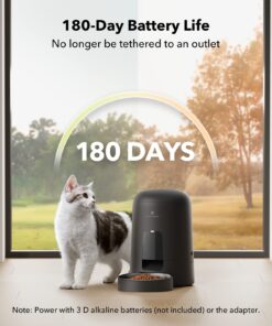 PETLIBRO Automatic Cat Feeder, Automatic Cat Food Dispenser Battery-Operated with 180-Day Battery Life, AIR Pet Feeder for Cat & Dog, Timed Cat Feeder Program 1-6 Meals Control, 2L Auto Cat Feeder Black Basic 24 71Ndq1iDGnL