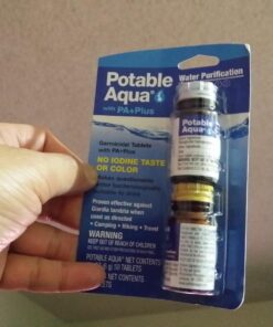 Potable Aqua Water Purification Tablets with PA Plus, Portable and Effective Solution for Camping, Hiking, Emergencies, Natural Disasters and International Travel, Two 50ct Bottles 50.0 42 71Ne4gYUn3L