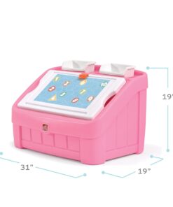Alternative view of Step2 2-in-1 Toy Box and Easel Lid for Kids, Playroom Storage and Organizer, Lid Coverts to Art Table, Ages 2+ Years Old, Pink