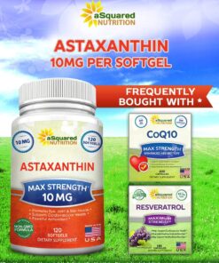 aSquared Nutrition Astaxanthin Supplement - Natural Astaxanthin Pills from Haematococcus Pluvialis Extract for Pure Energy - Max Strength 10mg - 120 Softgels 9 71NeZnsG1cL