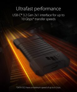 Alternative view of ASUS TUF Gaming A1 External M.2 NVMe SATA PCIe SSD Enclosure - USB-C, M.2 Q-Latch for Easy Installation, Drop Resistance, IP68 Water and dust Resistance, PS5 and Xbox Support,Black