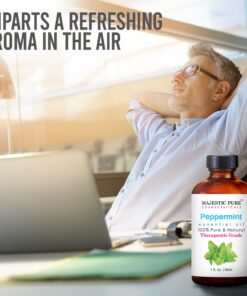 MAJESTIC PURE Peppermint Essential Oil, Premium Grade, Pure and Natural, for Aromatherapy, Massage, Topical & Household Uses, 1 fl oz 1 Fl Oz (Pack of 1) 17 71Ng66a noL