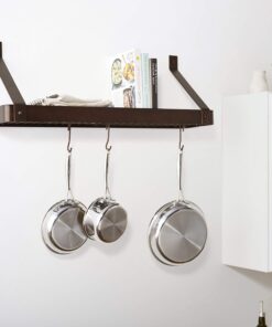 Old Dutch Wall-Mount Bookshelf Pot Rack with Grid & 12 Hooks, Oiled Bronze, 36.25" x 9" x 11.5" 22 71NgW3pSViL 1
