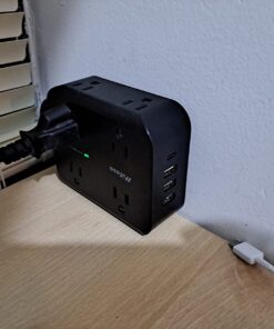 Power Strip Surge Protector - Flat Plug, Wall Mount, 8 Wide Outlets with 4 USB Ports (1 USB C), 5FT Heavy Duty Extension Cord with Multiple Outlets, Charging Station Overload Protection for Home Dorm 5 FT Black 38 71Ni6S9jVpL