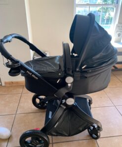 Hot Mom Baby Stroller: Baby Carriage with Adjustable Seat Height Angle and Four-Wheel Shock Absorption,Reversible,High Landscape and Fashional Pram (Black) Black 64 71NjNZ7AUKL