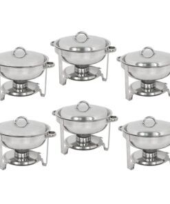 SUPER DEAL Pack of 6 Deluxe Full Size Round Durable Frame 5 Qt. Stainless Steel Chafing Dish, Dinner Serving Buffer Warmer Set 13 71NjgKr6ftL