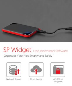 Silicon Power 2TB Rugged Armor A62S Shockproof/ IPX4 Water-Resistant/Dustproof/Anti-Scratch USB 3.0 2.5" External Hard Drive PS5 Xbox Series X Compatible Black-Red 15 71Nk8gIgT3L