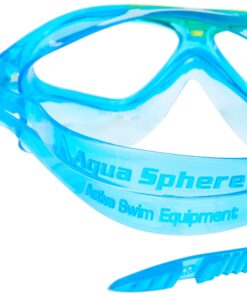 Aquasphere Vista Junior (Ages 6+) Swimming Goggles - 180 Degree Vision, Leak Free Hypoallergenic Seal, Anti Fog & Scratch Clear / Aqua + Yellow 15 71NkNIsChL