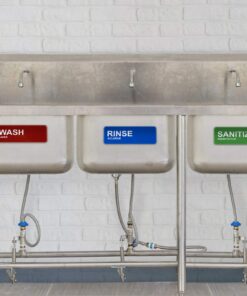 Excello Global Products Wash, Rinse, Sanitize Signs 8.5" x 2.75" (3 Signs) 8.5" x 2.75" 7 71Nka5Pz iL