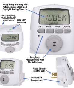 Alternative view of Intermatic DT620 Heavy Duty Indoor Digital Plug-inTimer - Full 7-Day Programming Options - Timer for Lighting, Fans & Small Appliances