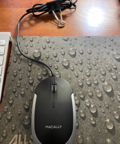 Macally Silent Wired Mouse - Slim & Compact USB Mouse for Apple Mac or Windows PC Laptop/Desktop - Designed with Optical Sensor & DPI Switch - Simple & Comfortable Wired Computer Mouse (Space Gray) Black with Space Gray Trim 26 71NluvkXrfL